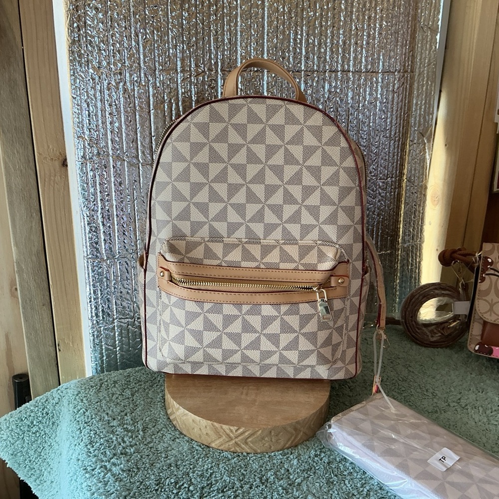 Geometric Pattern Backpack with Wallet NWT - image 10
